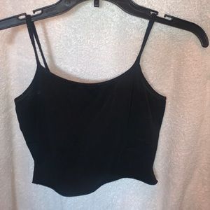 cropped black tank top with built in bra